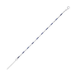 Silver CZ & Sapphire Claw Set Tennis Bracelet