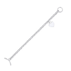 925 Sterling Silver Heart Charm & T-Bar 7.5