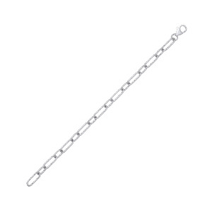 Silver Plate Diamond Cut Paper Link 7.5