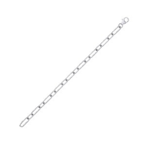 Silver Plate Diamond Cut Paper Link 7.5