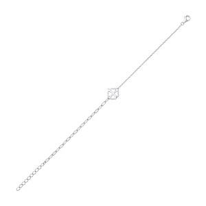 Silver 4 Leaf Clover Heart Fancy Bracelet
