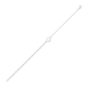 Silver Heart Disc Tag Fancy Bracelet