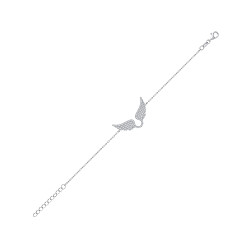 Silver Ladies CZ Angel Wings Bracelet