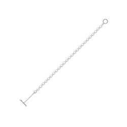 Silver CZ & White Rice Shape Fresh Water Pearl Bracelet