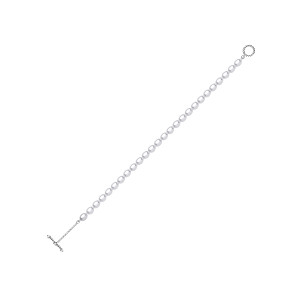Silver CZ & White Rice Shape Fresh Water Pearl Bracelet