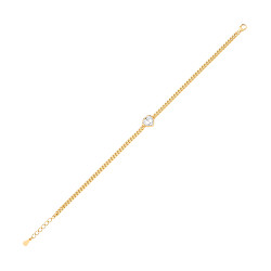 Gold Plated Curb Bracelet With Heart Stone Detail