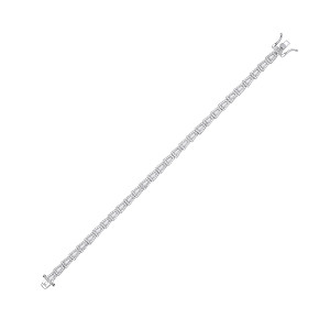 Silver CZ Baguette Fancy Tennis Bracelet