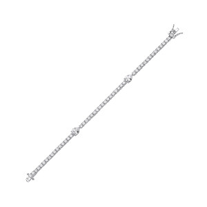 Silver CZ Round & Pear Drop Tennis Bracelet