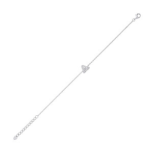 Silver CZ Triple Heart Cluster Bracelet