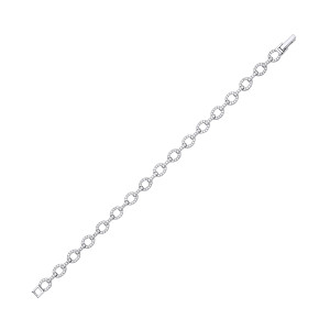 Silver CZ Oval Rolo Charm Bracelet