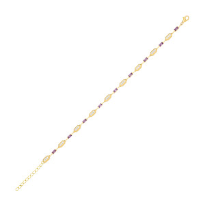Gold Plated CZ& Amethyst Mixed Cut Bracelet