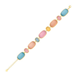 Gold Plated Pink & Blue Chalcedony Gemstone Bracelet