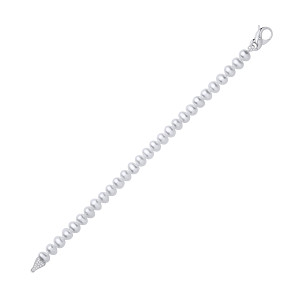 Silver White Potato Shape Fresh Water Pearl & CZ Bracelet 6-6.5mm
