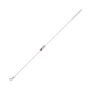 Silver CZ Garnet, Amethyst & Pink Triple Heart Bracelet