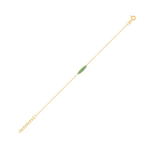18K Gold Plated Emerald CZ Oval Shaped Charm Bracelet