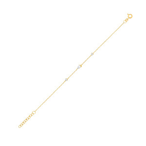 18K Gold Plated CZ & Fresh Water Pearl 3-3.5mm Bracelet