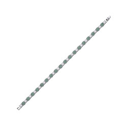 Silver CZ & Emerald Round Cut Tennis Bracelet