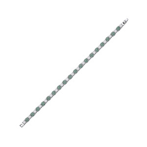 Silver CZ & Emerald Round Cut Tennis Bracelet