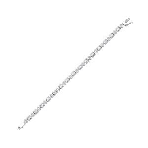 Silver CZ Rubover Princess Cut & Clover Tennis Bracelet