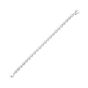 Silver CZ Round & Square Tennis Bracelet With Milgrain Detailing