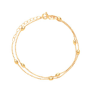 925 Diamond Cut Collarette 3mm Oval Beads Yellow Gold Plate