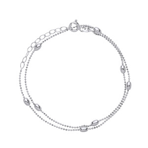 925 Diamond Cut Collarette 3mm Oval Beads Rhodium Plate
