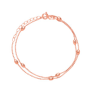 925 Diamond Cut Collarette 3mm Oval Beads Rose Gold Plate