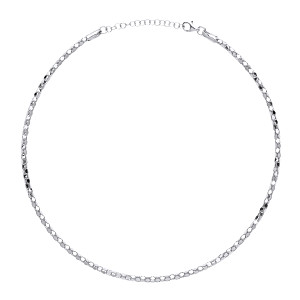 925 Sterling Silver Correana Piana Bead Collarette Rhodium Plate