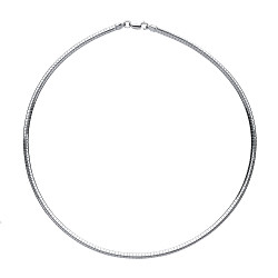 925 Sterling Silver Omega 3mm Collarette Rhodium Plate