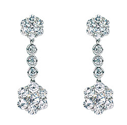 925 Sterling Silver CZ Cluster Drop Earrings
