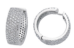 925 Sterling Silver CZ Micro Pave Set Hoops