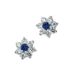 925 Sterling Silver Cluster Studs With A Sapphire Centre