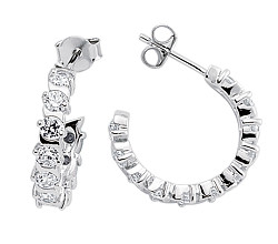 925 Sterling Silver CZ Hoop Earrings