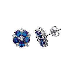 SAPPHIRE  PETAL FLOWER STUD EARRINGS