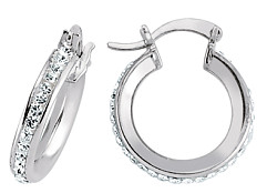 925 Sterling Silver CZ Hoop Earrings 12MM