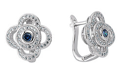 925 Sterling Silver Cubic Zirconia & Tanzanite Micro Pave Flower Earrings