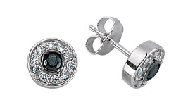 925 Sterling Silver CZ and Black Micro Pave Stud Earrings