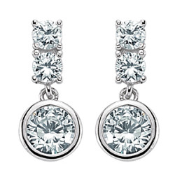 925 Sterling Silver CZ TRIPPLE ROUND STUD DROP