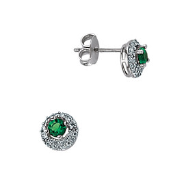 925 Sterling Silver CZ/EM CLUSTER EARRING