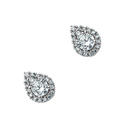 925 Sterling Silver Cubic Zirconia Tear Drop Cluster Earrings