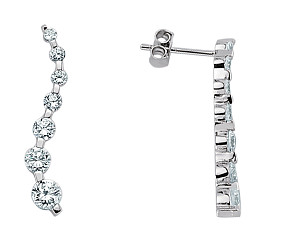 925 Sterling Silver Cubic Zirconia Wave Drop Earrings