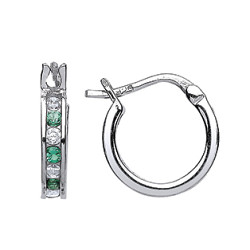 925 Sterling Silver Emerald CZ Baby Sleeper Earrings