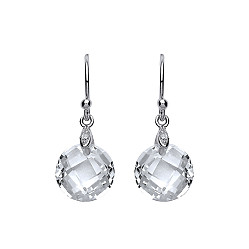 925 Sterling Silver CZ Fancy Drop Fish Hook Dangle Earrings