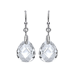 925 Sterling Silver CZ Fancy Drop Fish Hook Dangle Earrings