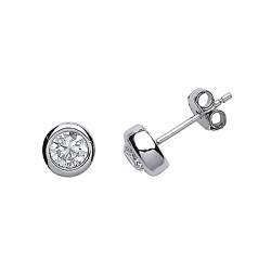 925 Sterling Silver Cubic Zirconia Rubover Studs