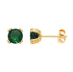 Gold Plated Emerald CZ Stud Earrings