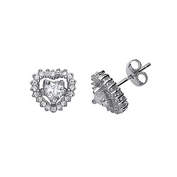 925 Sterling Silver CZ Heart Cluster Stud Earrings