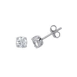 925 Sterling Silver CZ Stone Round Claw Set Stud Earrings
