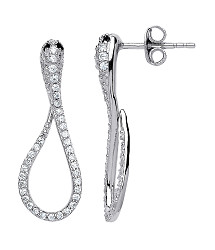 925 Sterling Silver CZ Pave Set Snake Stud Earrings
