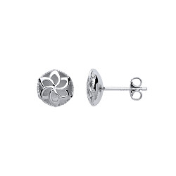 925 Sterling Silver Fancy Flower Cutout Studs